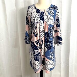 Eva Mendes New York & Company Bell Sleeve Floral Print Fully Lined Dress, Size L